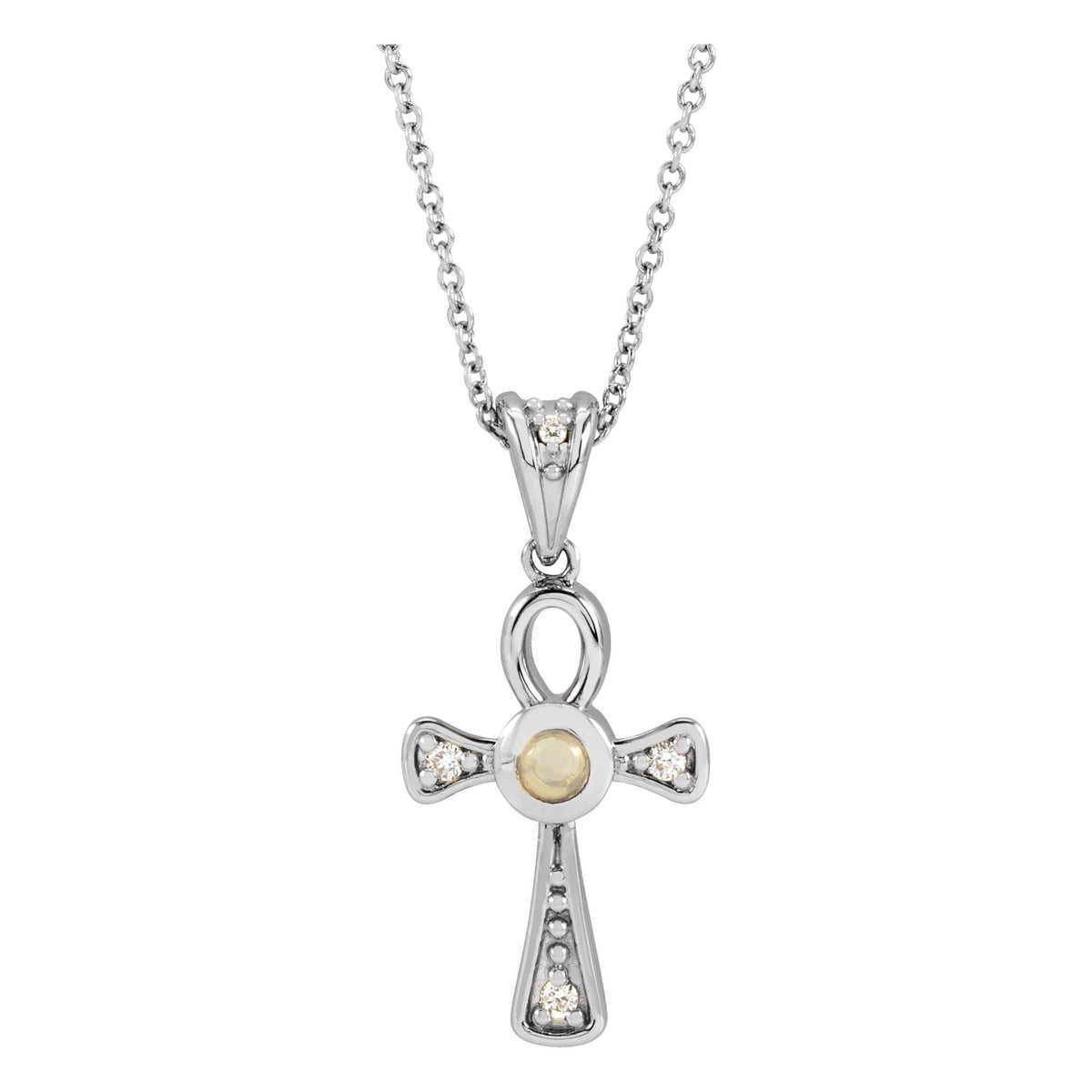 Opal & Diamond Ankh Pendant