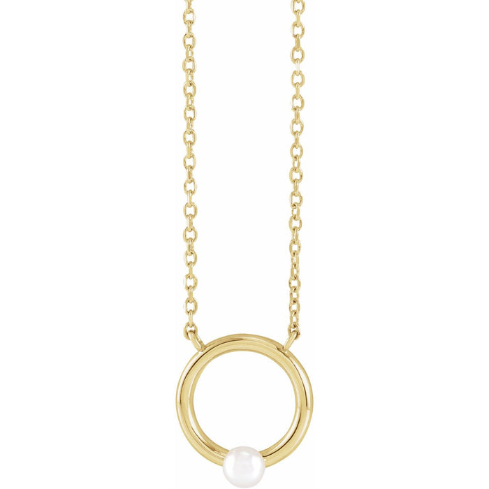 Seed Pearl Circle Necklace in 14K Yellow Gold