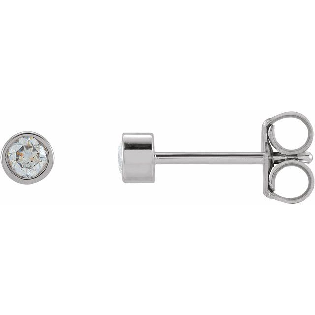 1/8 ct micro bezel-set diamond stud earrings in 14k white gold