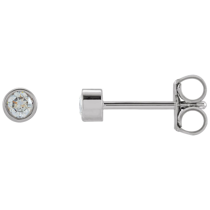 14K White Gold round diamond bezel stud earrings