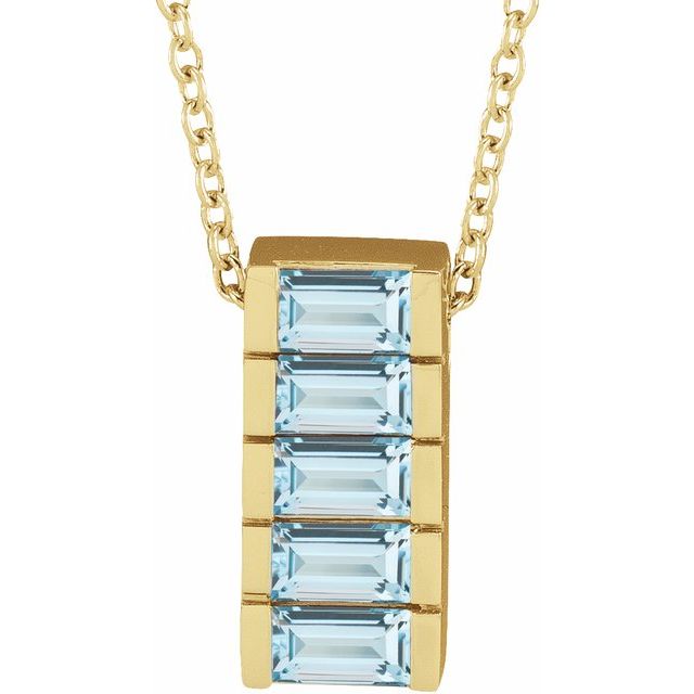 sky blue topaz channel-set bar necklace in 14k yellow gold