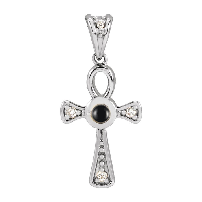Onyx & Diamond Ankh Pendant