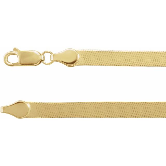 4.6mm statement herringbone chain necklace in 14k yellow gold, 16 inch