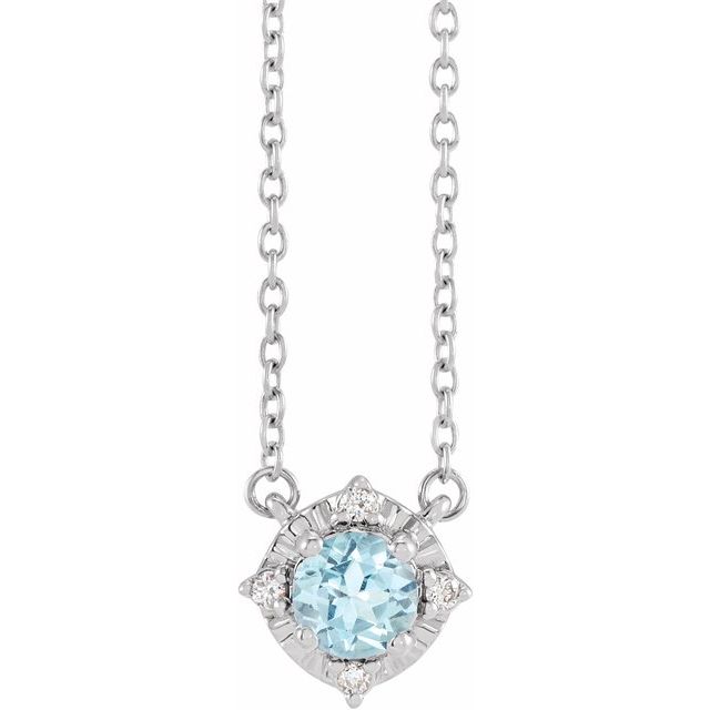 sky blue topaz diamond halo necklace in 14k white gold