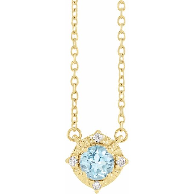 sky blue topaz diamond halo necklace in 14k yellow gold