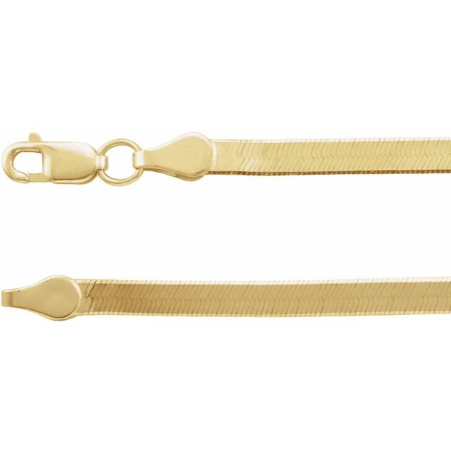 2.8mm classic herringbone chain necklace in 14k yellow gold, 16 inch