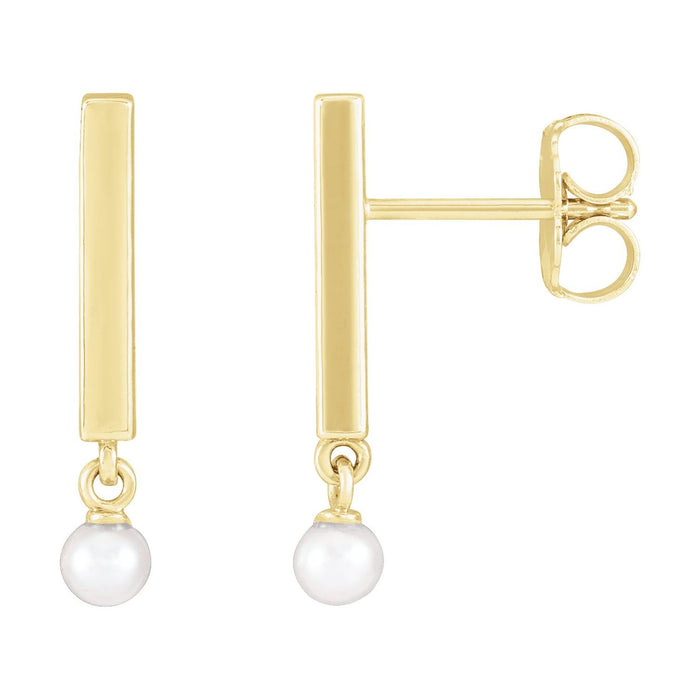 Cultured Seed Pearl drop earrings in 14K Yellow Gold