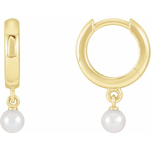 seed pearl hoop earrings in 14k yellow gold