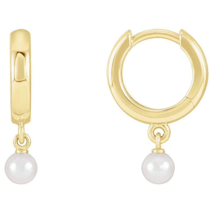 Cultured Seed Pearl hoop earrings in 14K Yellow Gold