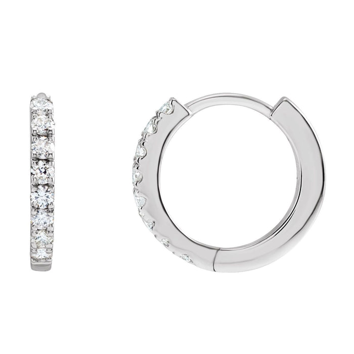 Petite Lab-Grown Diamond Hoop Earrings in 14K White Gold, 1/5 ct