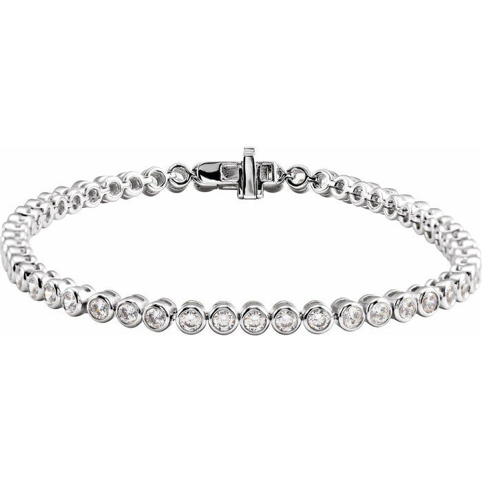 14K White Gold round lab-grown diamond bezel-set line bracelet, G-H SI-I1