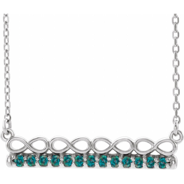 14K White Gold Natural Alexandrite Natural Alexandrite Infinity Bar Necklace