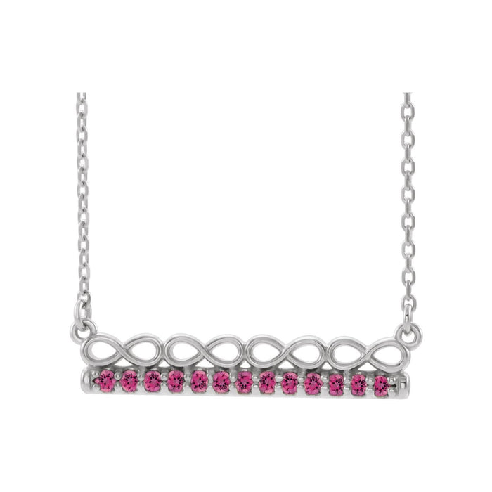 pink tourmaline infinity bar pendant, 14K White Gold