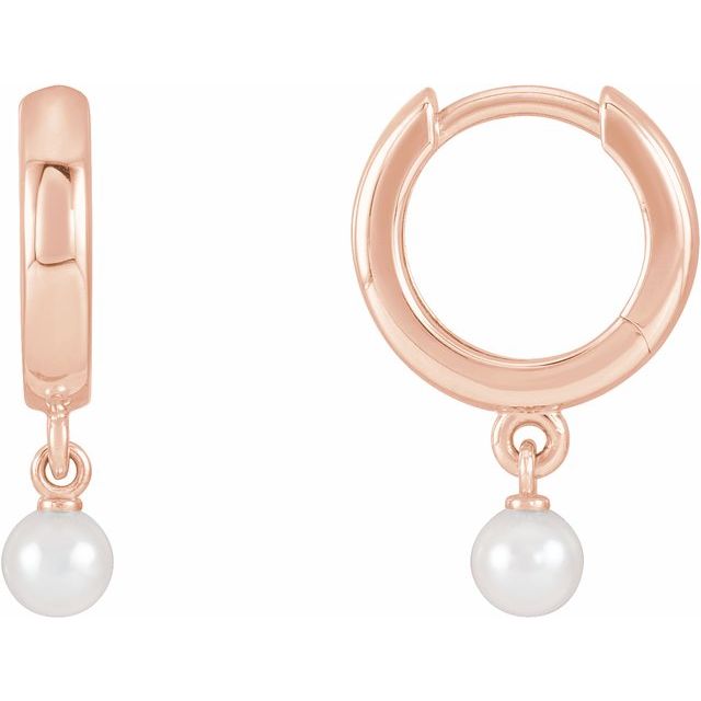 seed pearl hoop earrings in 14k rose gold