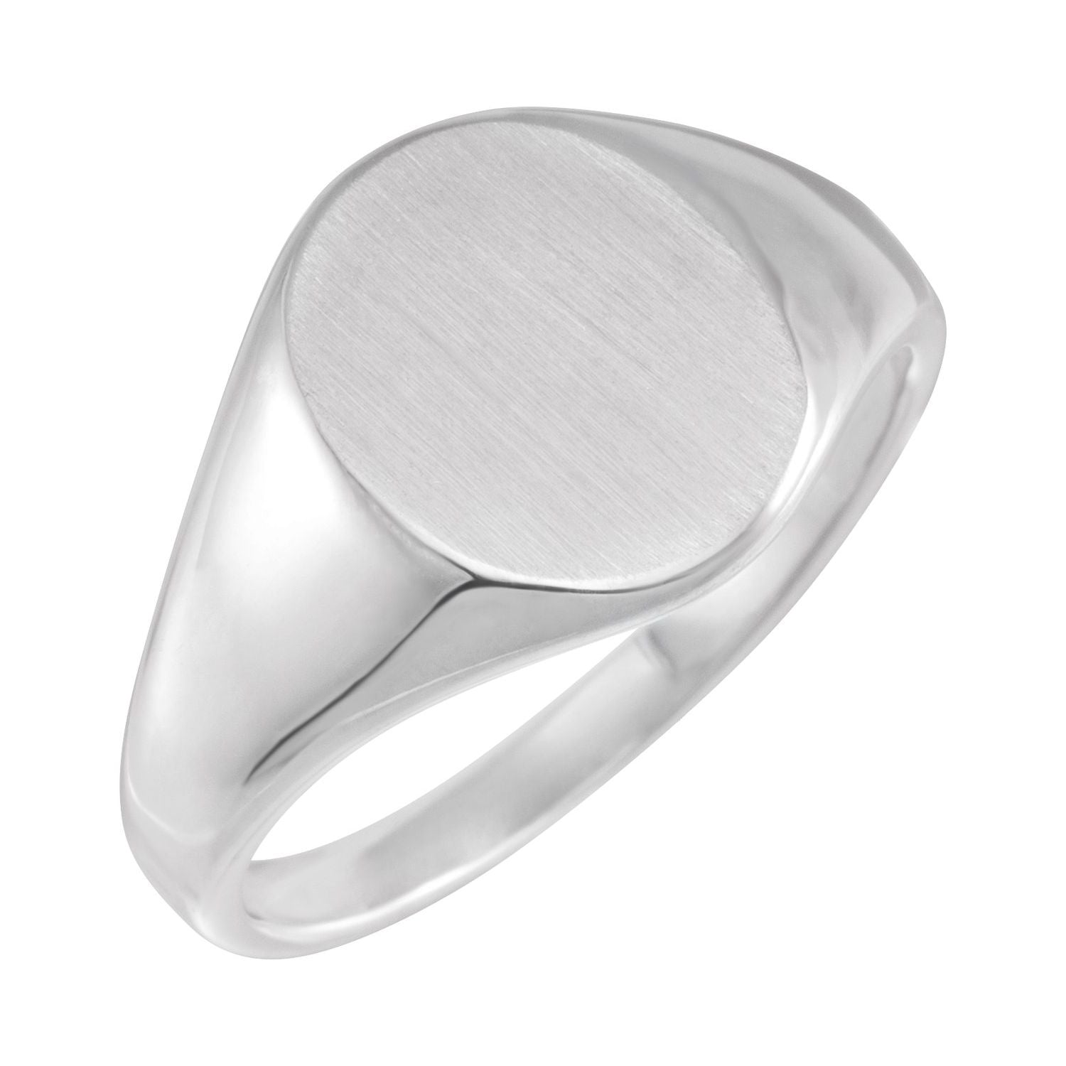Men's Oval Signet Ring, 14.6 x 12.1 mm Classic Engravable shown in 14K White Gold