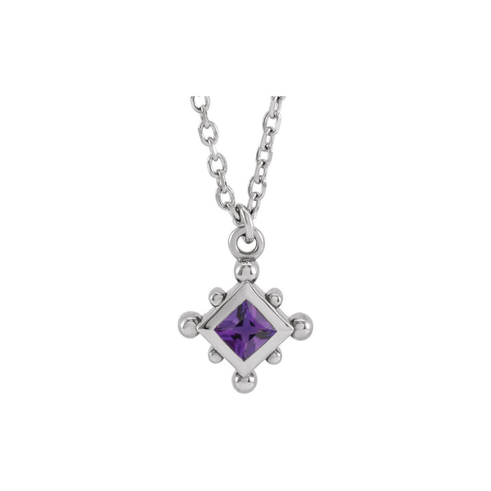 beaded bezel amethyst pendant, 14K White Gold