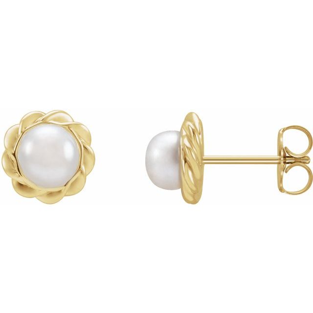 freshwater pearl rope drop earrings in 14k yellow gold