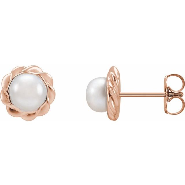 freshwater pearl rope drop earrings in 14k rose gold
