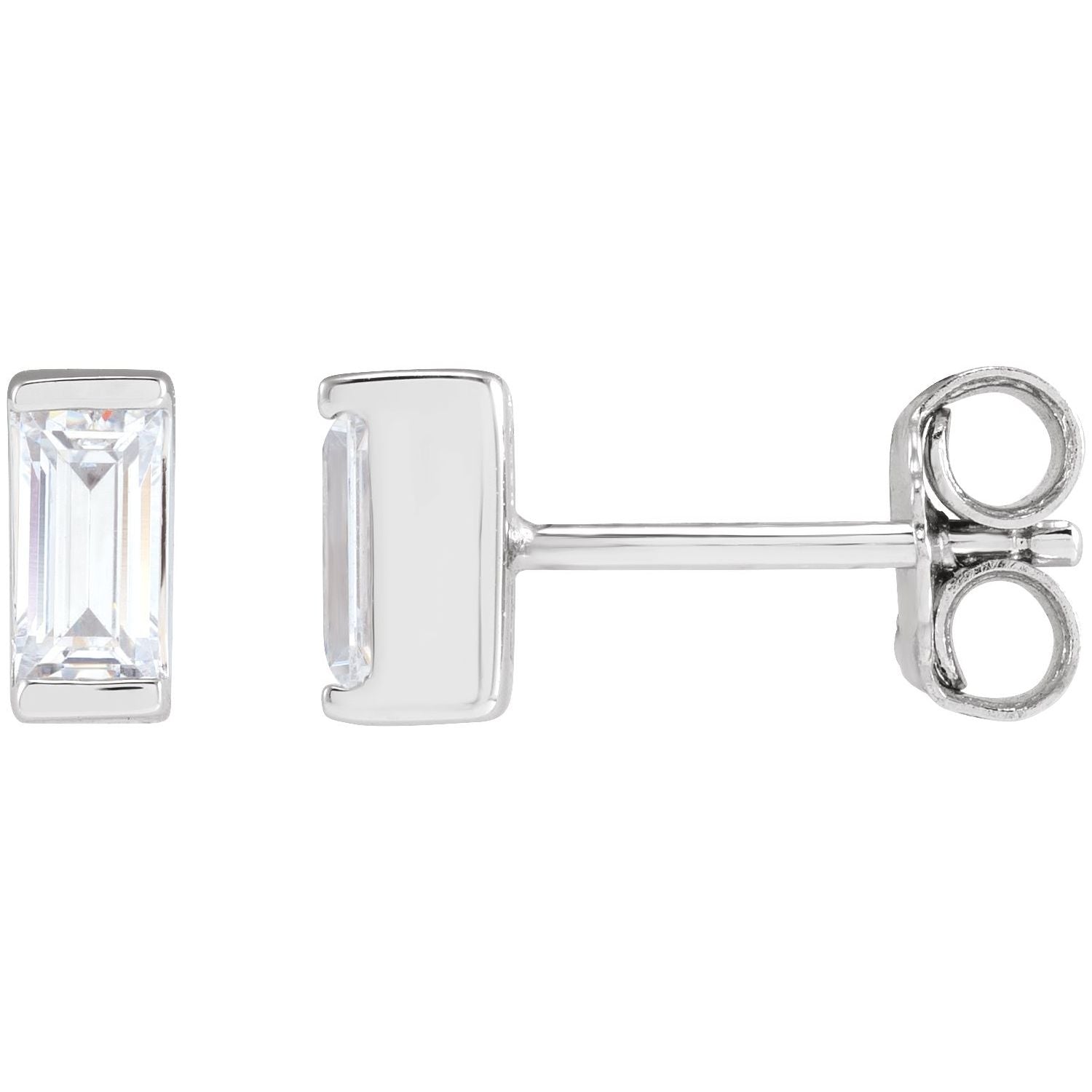 14K White Gold baguette diamond stud earrings