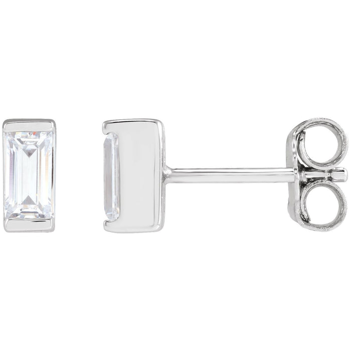 14K White Gold baguette diamond stud earrings