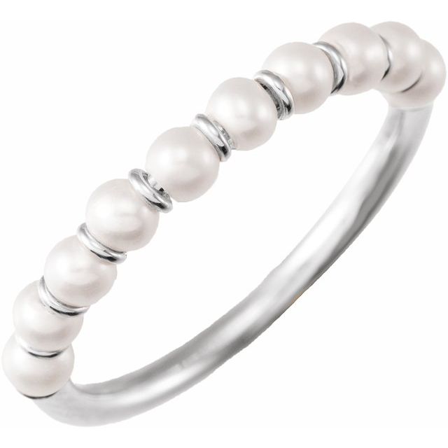 petite freshwater pearl ring in 14k white gold