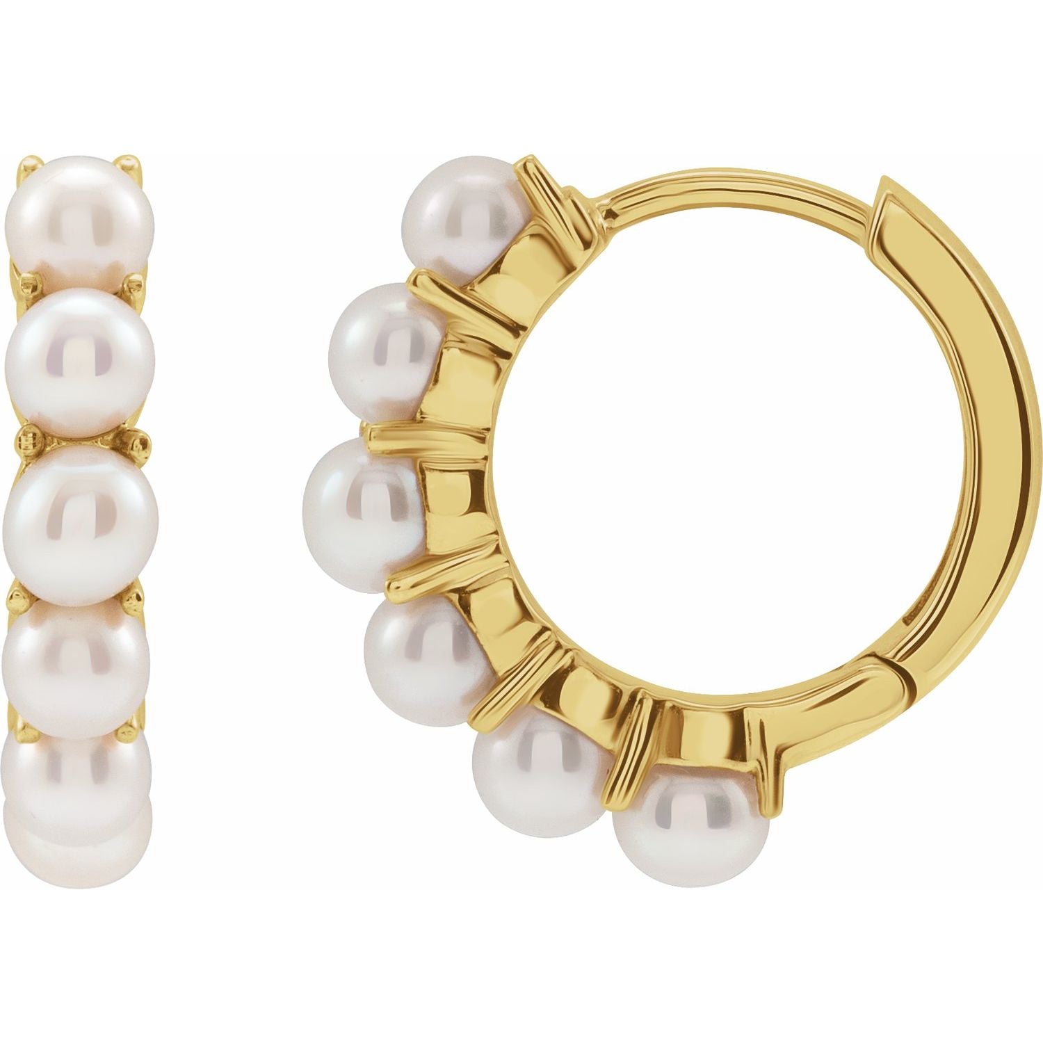 Cultured Freshwater Pearl hoop earrings in 14K Yellow Gold