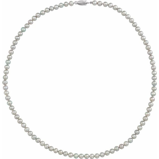 gray freshwater cultured pearl necklace in 14k white gold, 18"