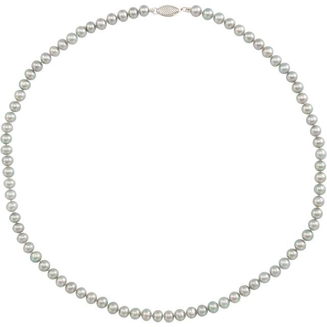 gray freshwater cultured pearl necklace in 14k white gold, 16"