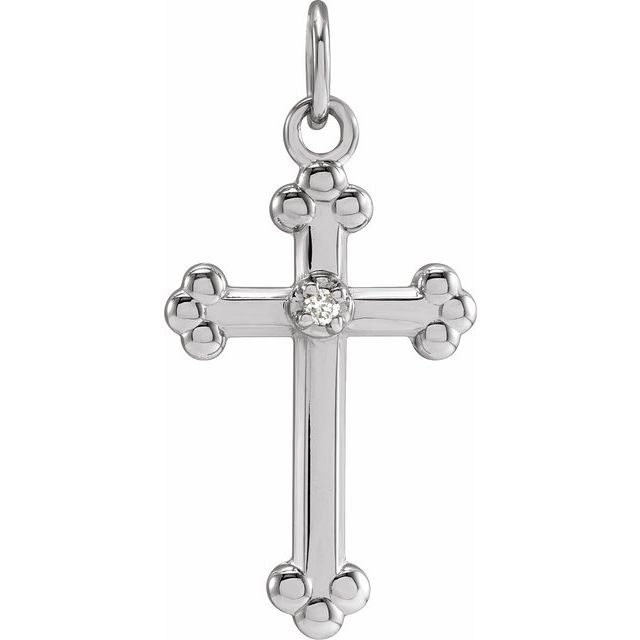 two-tone petite diamond cross pendant in 14k white gold