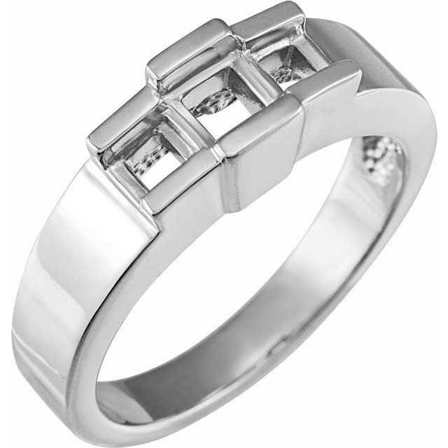 Princess Green Sapphire Three-Stone Engagement Ring