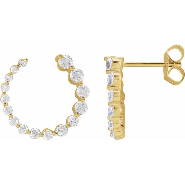lab-grown diamond front-back drop earrings in 14k yellow gold