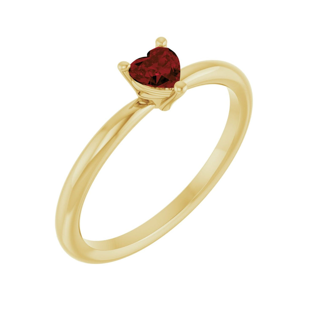 Heart Solitaire Garnet Ring in 14K Yellow Gold
