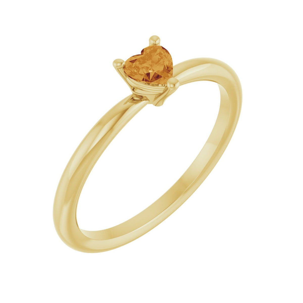 Citrine Heart Solitaire Ring in 14K Yellow Gold