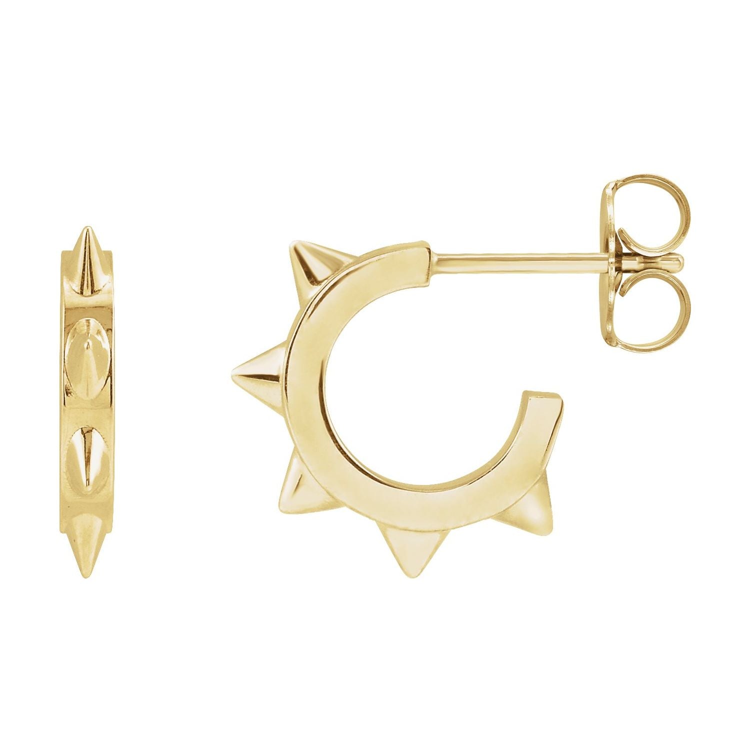 Spike Gold Hoop Earrings in 14K Yellow Gold