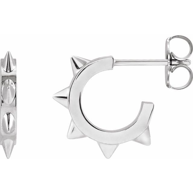 spike gold hoop earrings in 14k white gold
