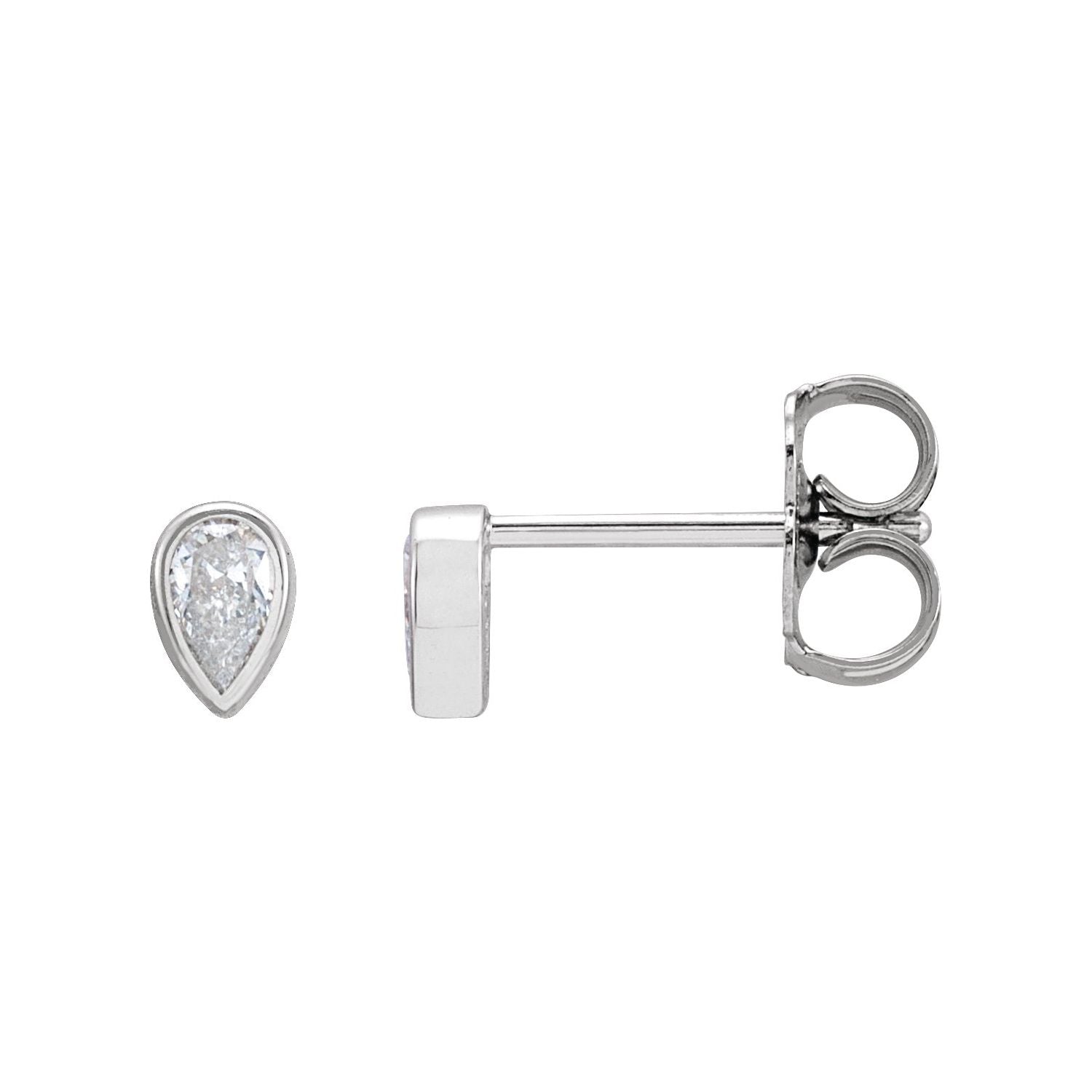 14K White Gold pear diamond stud earrings