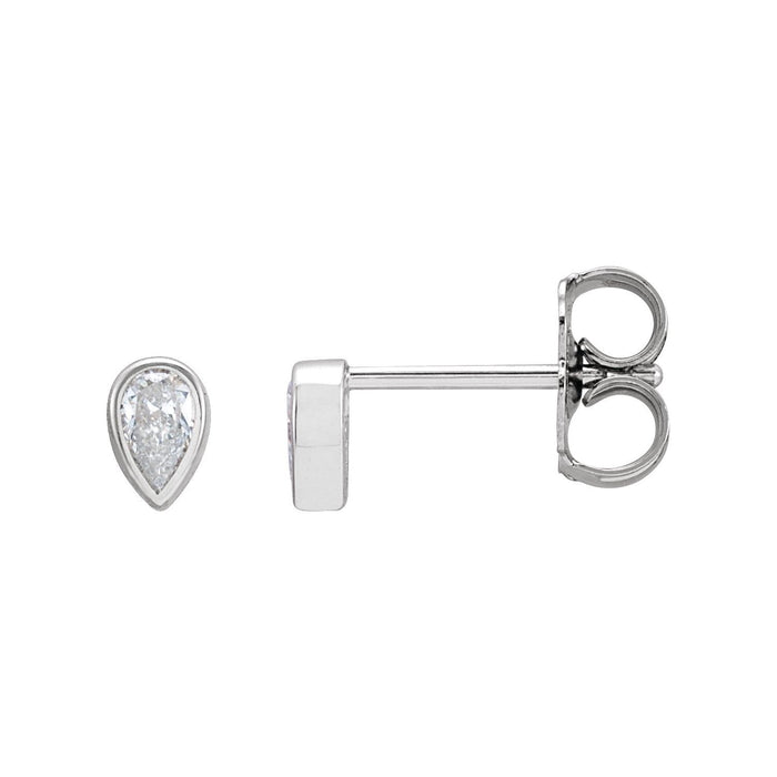 14K White Gold pear diamond stud earrings