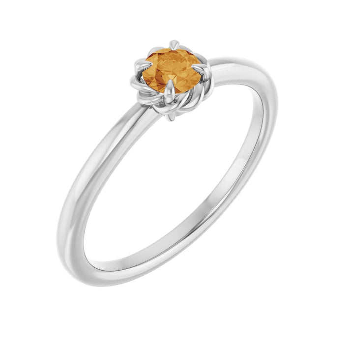 Citrine Rope Solitaire in 14K White Gold