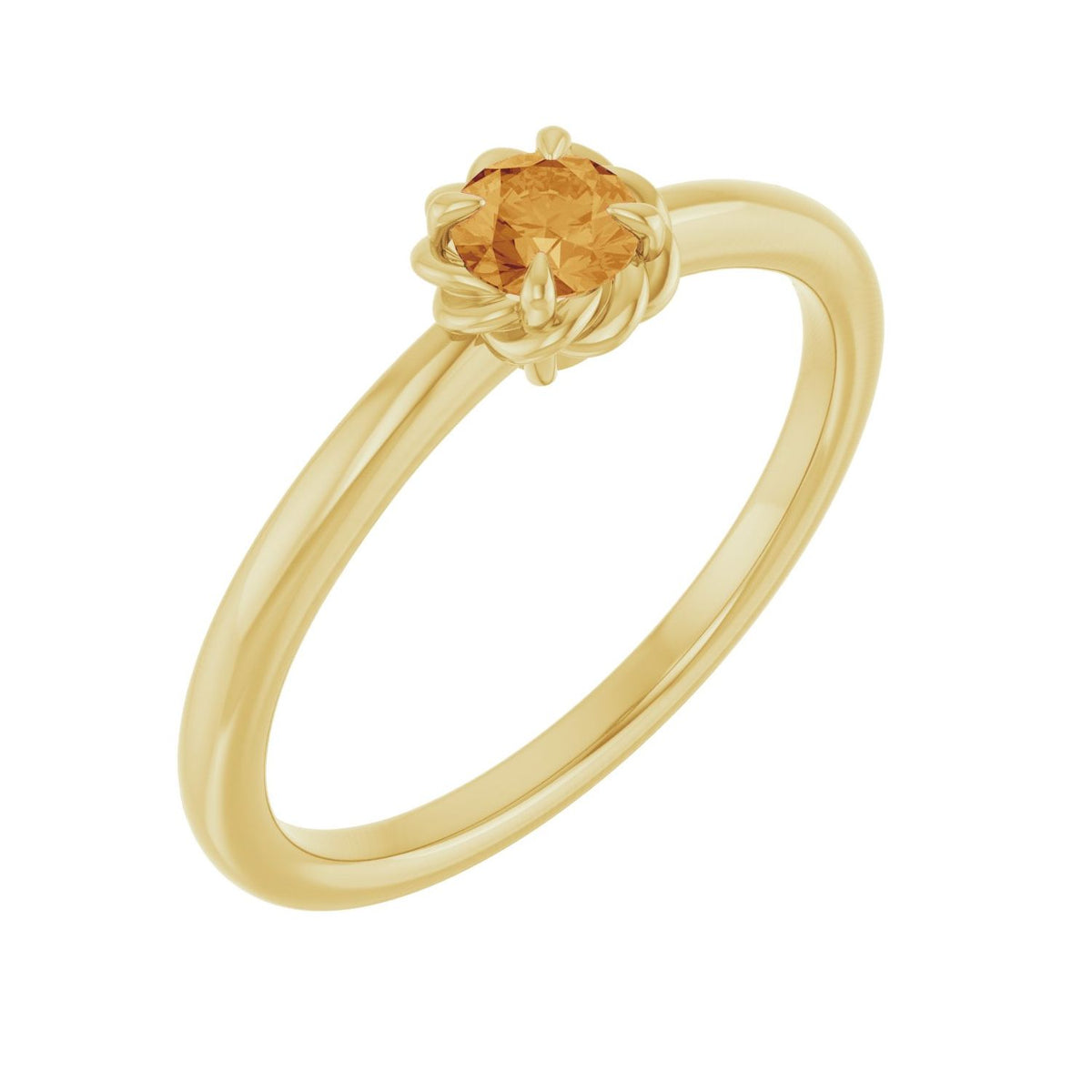 Citrine Rope Solitaire in 14K Yellow Gold