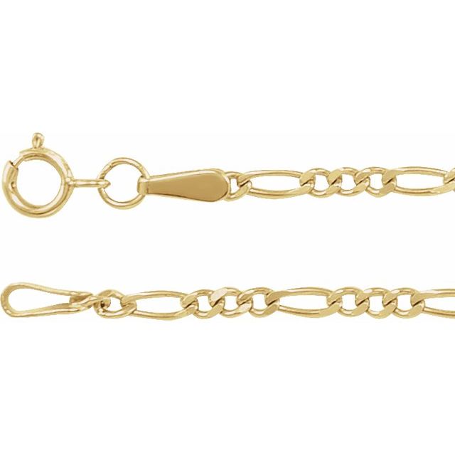 1.9mm diamond-cut figaro chain necklace in 14k yellow gold, 16 inch