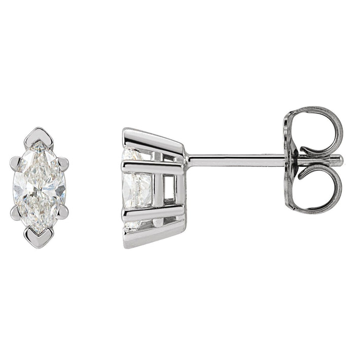 14K White Gold marquise diamond stud earrings