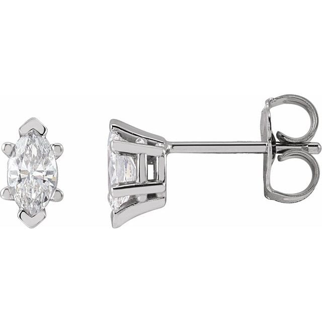marquise lab-grown diamond stud earrings in 14k yellow gold