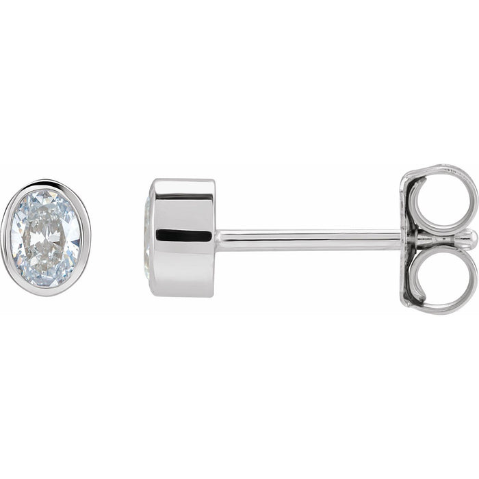 14K White Gold oval diamond stud earrings