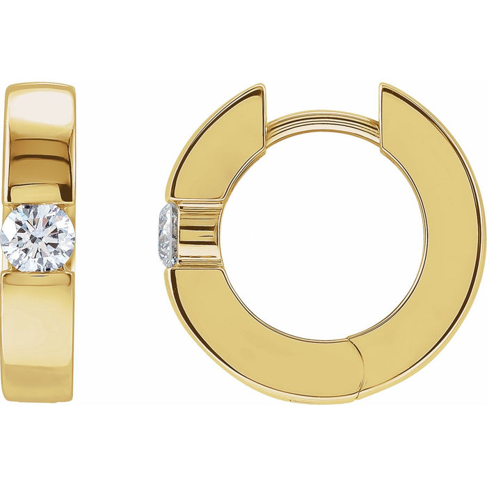 Hinged Diamond Huggie Hoop Earrings in 14K Yellow Gold