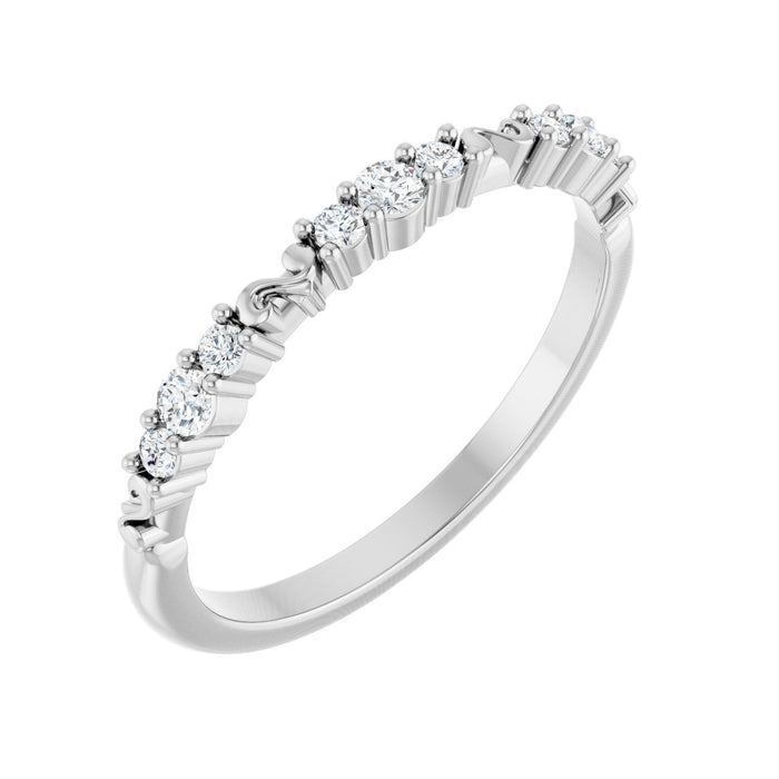 White Gold graduated nine-stone diamond wedding band with 9 top-set round lab-grown diamonds