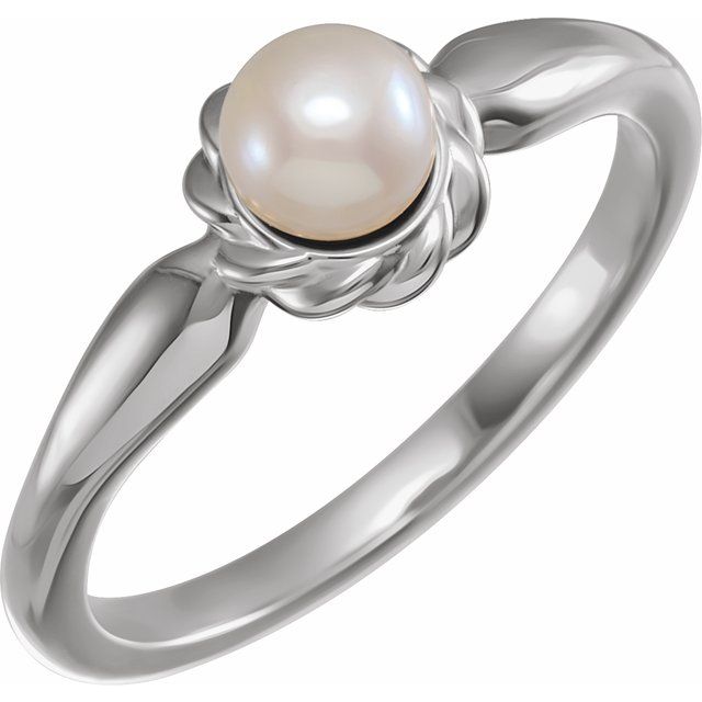 platinum cultured pearl ring in 14k yellow gold