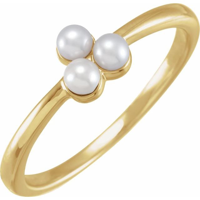 cultured pearl cluster ring in 14k yellow gold