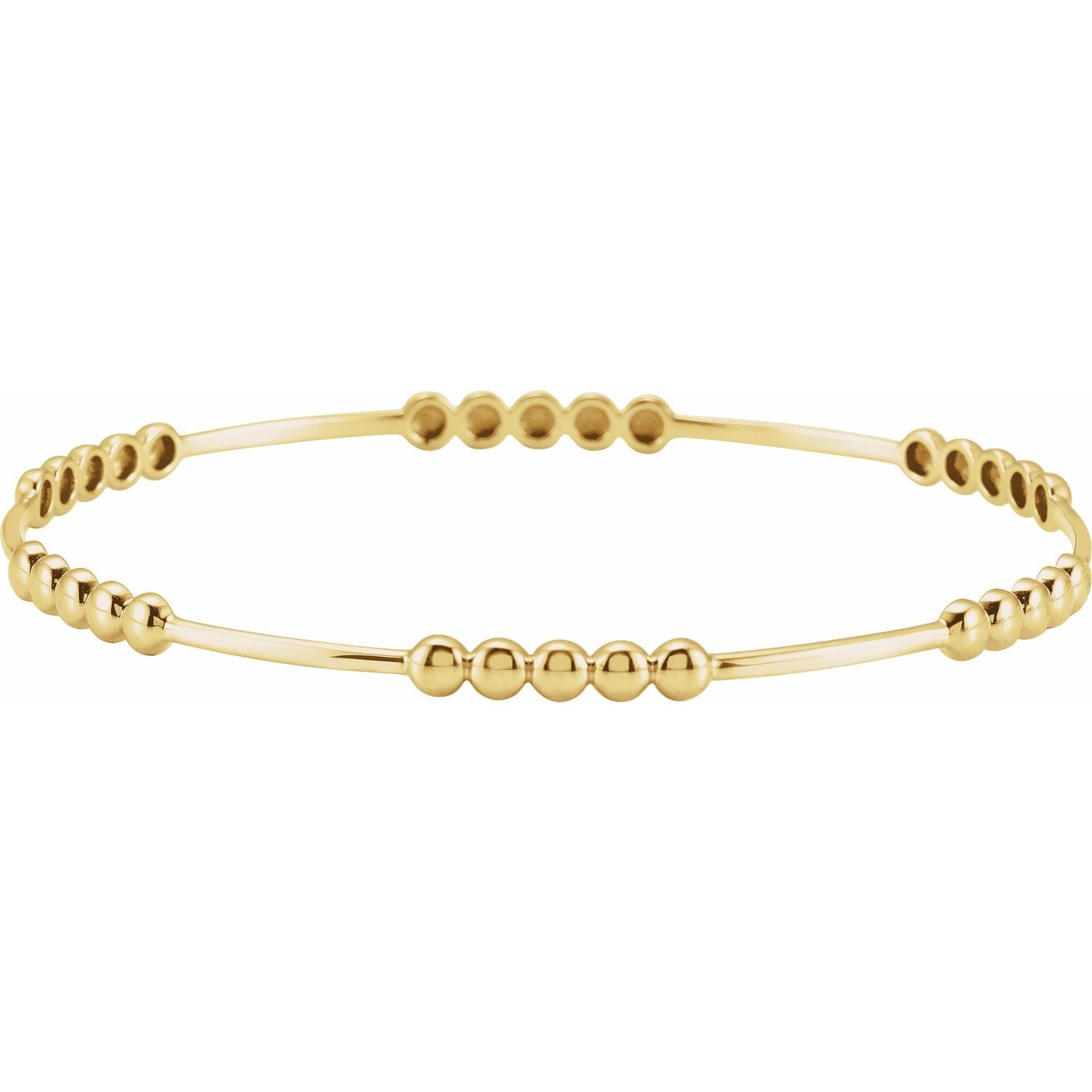 14K Yellow Gold beaded-edge gold bangle bracelet