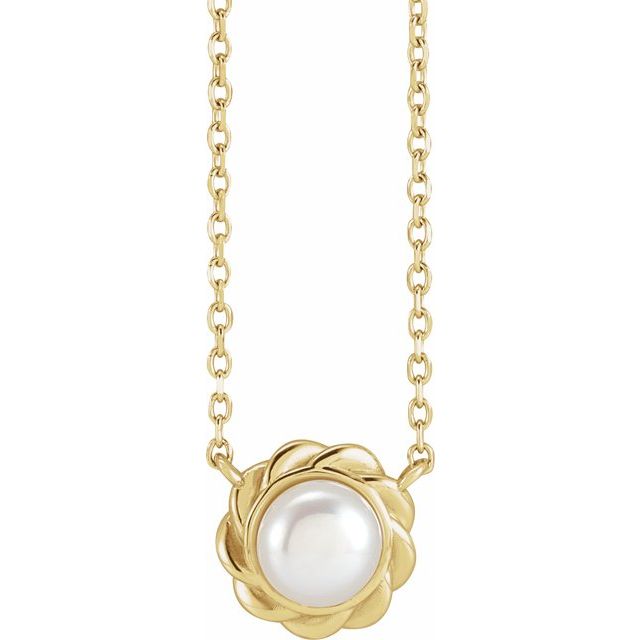 white freshwater cultured pearl necklace in 14k yellow gold