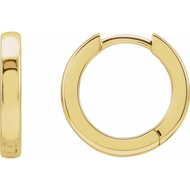 bold hinged gold hoop earrings in 14k yellow gold, 14 mm